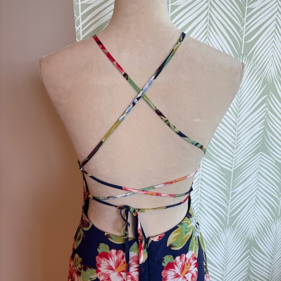Lulus Havana Oh NaNa Navy Blue Floral Print Maxi Dress Medium Tropical Resort - Picture 8 of 10